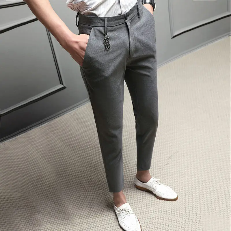 Casual Business Suit Pants Mens Trousers Male 3 Colors Streetwear Nine Slim Fit Pantalon Homme Costume | Мужская одежда