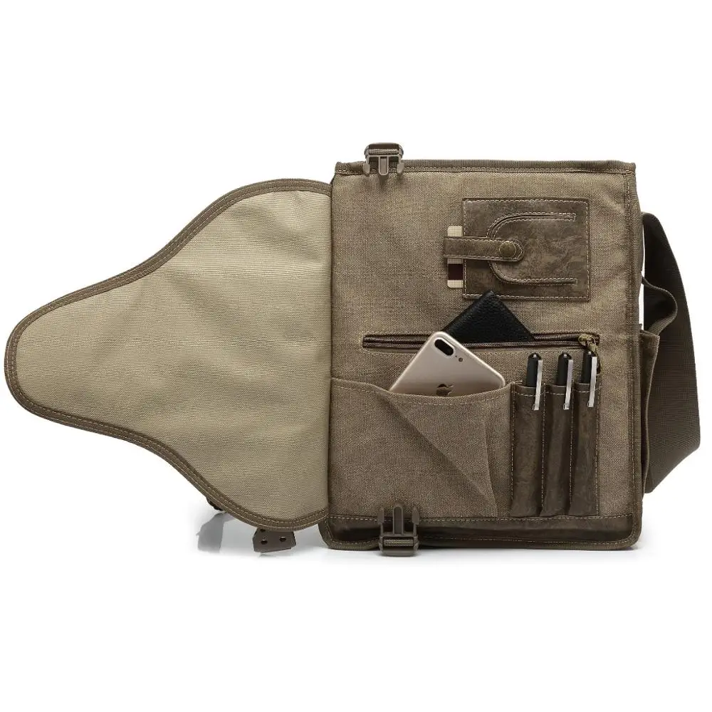Сумка-мессенджер AERLIS Мужская на плечо брезентовый кожаный деловой портфель