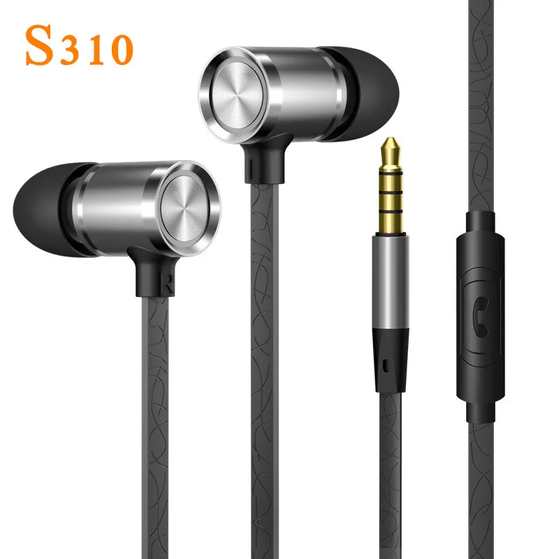 

Brand S310 Leather Metal Phone Headphone In-ear Bass Wired Earphone HIFI Band Microphone 3.5MM Jack
