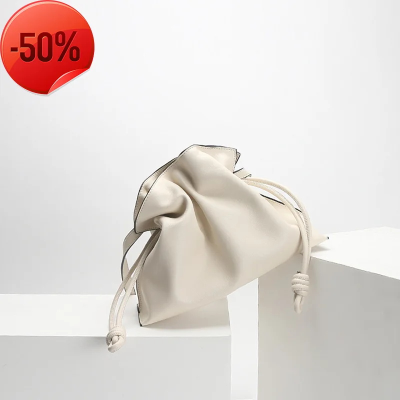 

Сумка на плечо женская из натуральной кожи, саквояж кросс-боди со складками, дизайнерский мессенджер с кулиской, 2021