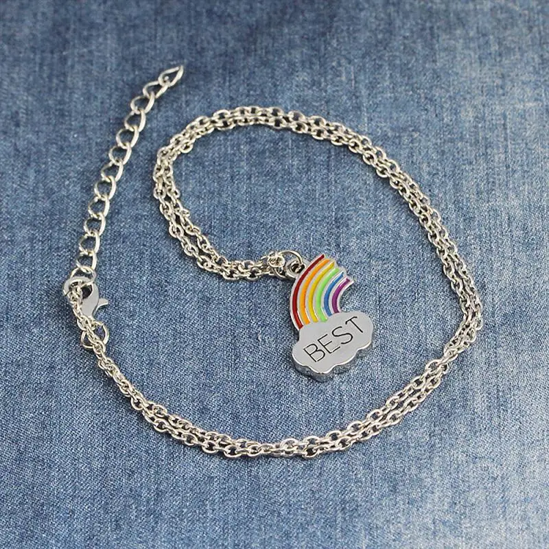 2 шт./компл. Модный кулон Best Friend ожерелье радуга разбитое сердце женский подарок