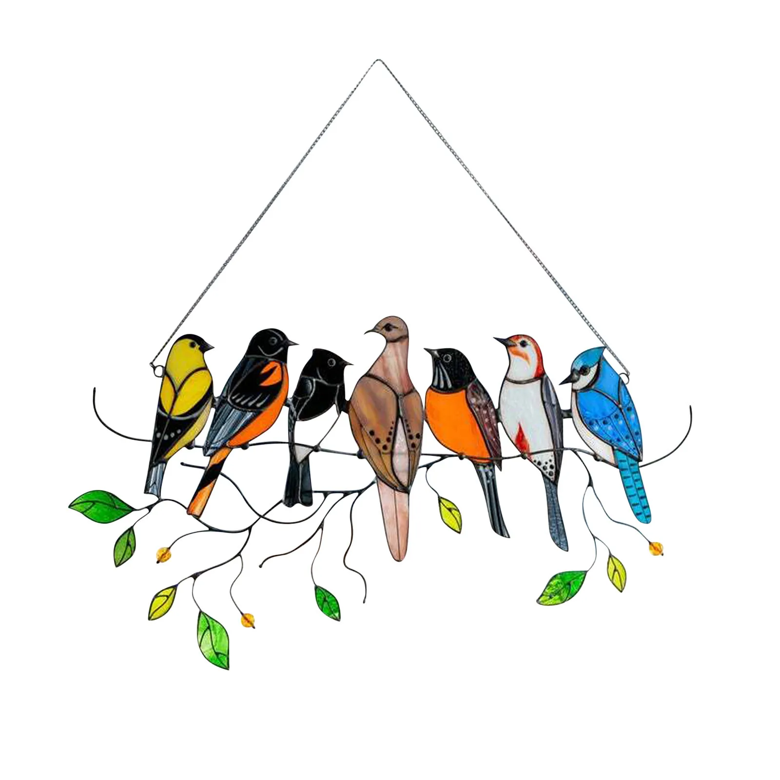 

40# Multicolor Birds Suncatcher Panel Window Suncatchers Vintage Bird Ornaments Yard Garden Decor Hanging Dcoration De Jardin