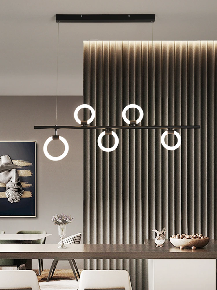 

Creative Donuts Horizontal LED Chandelier Linear Bar Ceiling Hanging Lights Dining Room Kitchen Island Suspension Lamp