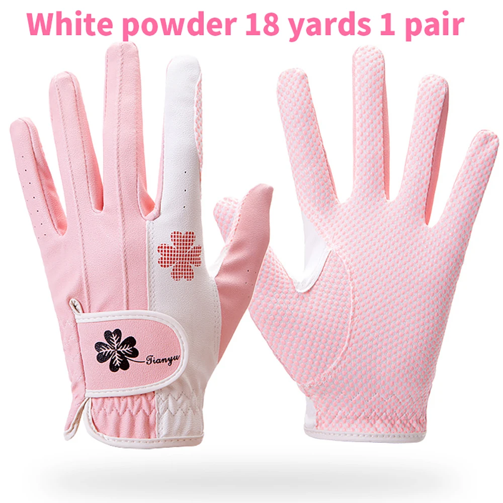

Golf Womens Gloves Left Right Hand Gloves Microfiber Cloth Breathable Silicone Particles Non-slip Gloves Korean Style