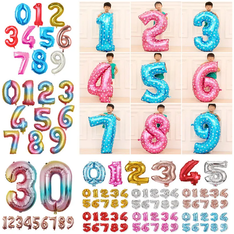 Фольгированный Гелиевый шар с большими цифрами украшение для дня рождения
