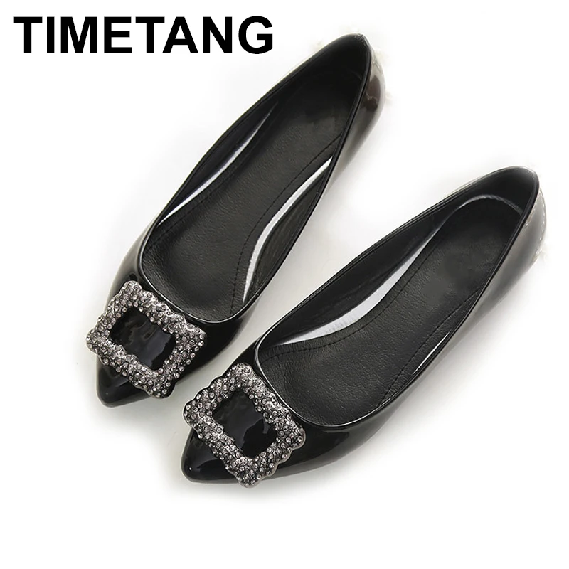 

TIMETANG; Сезон весна-осень; Новинка; Женская обувь из лакированной искусственной кожи; Повседневные удобные женские туфли на плоской подошве т...