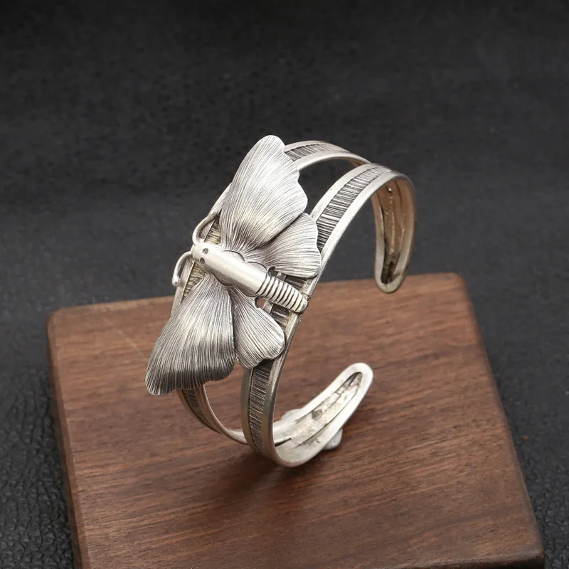 Женский браслет-бабочка браслет из стерлингового серебра 925 пробы шириной 30 мм