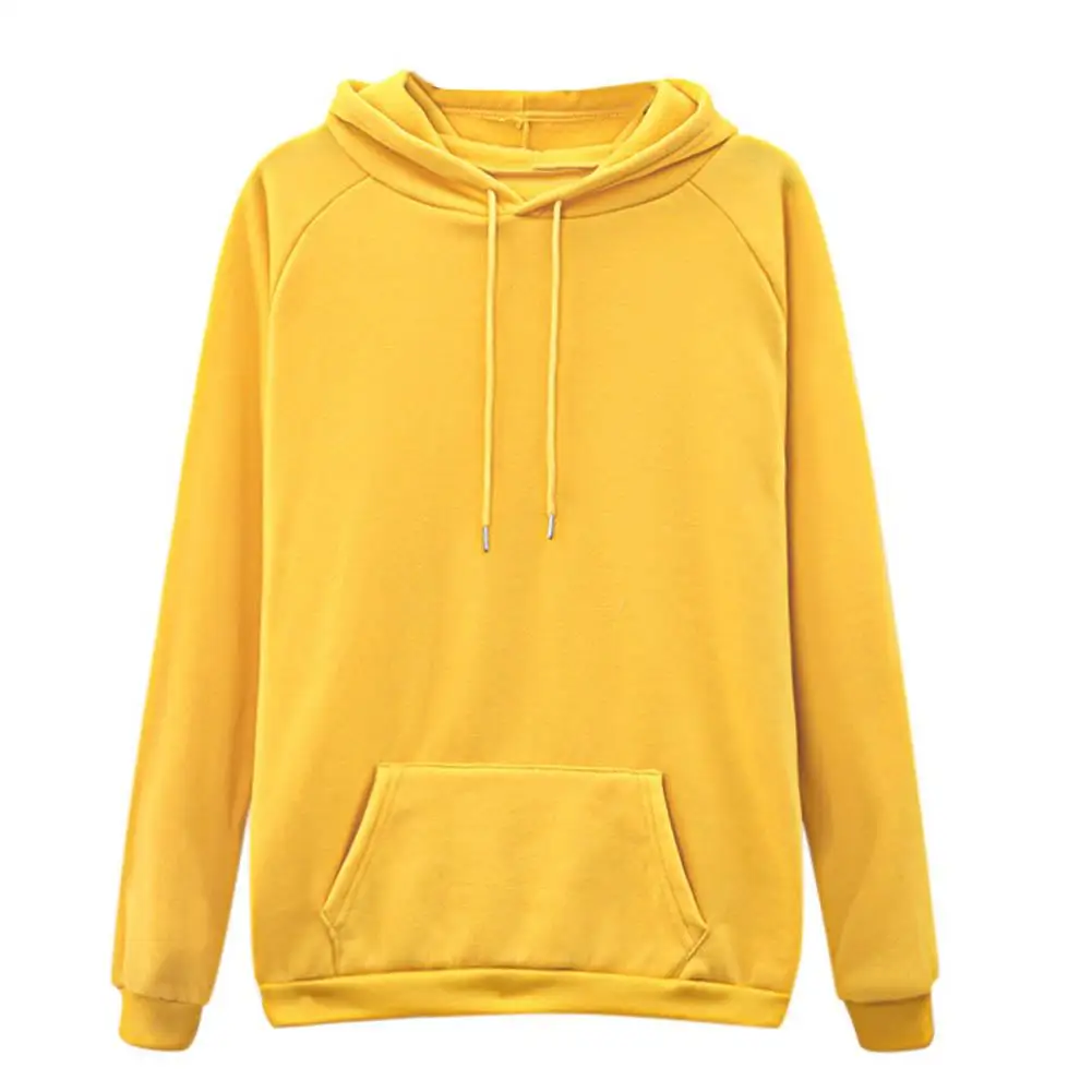Casual Women Hooded Coats Casual Hoodie Pullove Solid Color Long Sleeve Pocket Loose Drawstring Hoodie Sports Top  Casual Hoodie