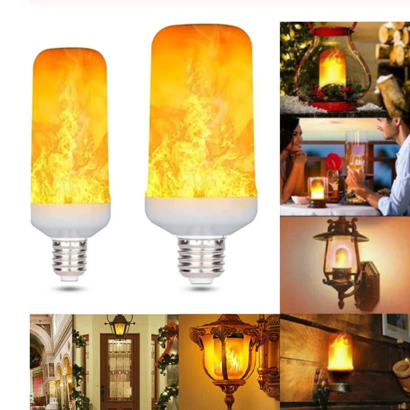 

E27 E26 LED Creative Lawn Lamps Outdoor Wall Garden Decorative Lights Simulation Dynamic Flame Torch Fire Bulbs