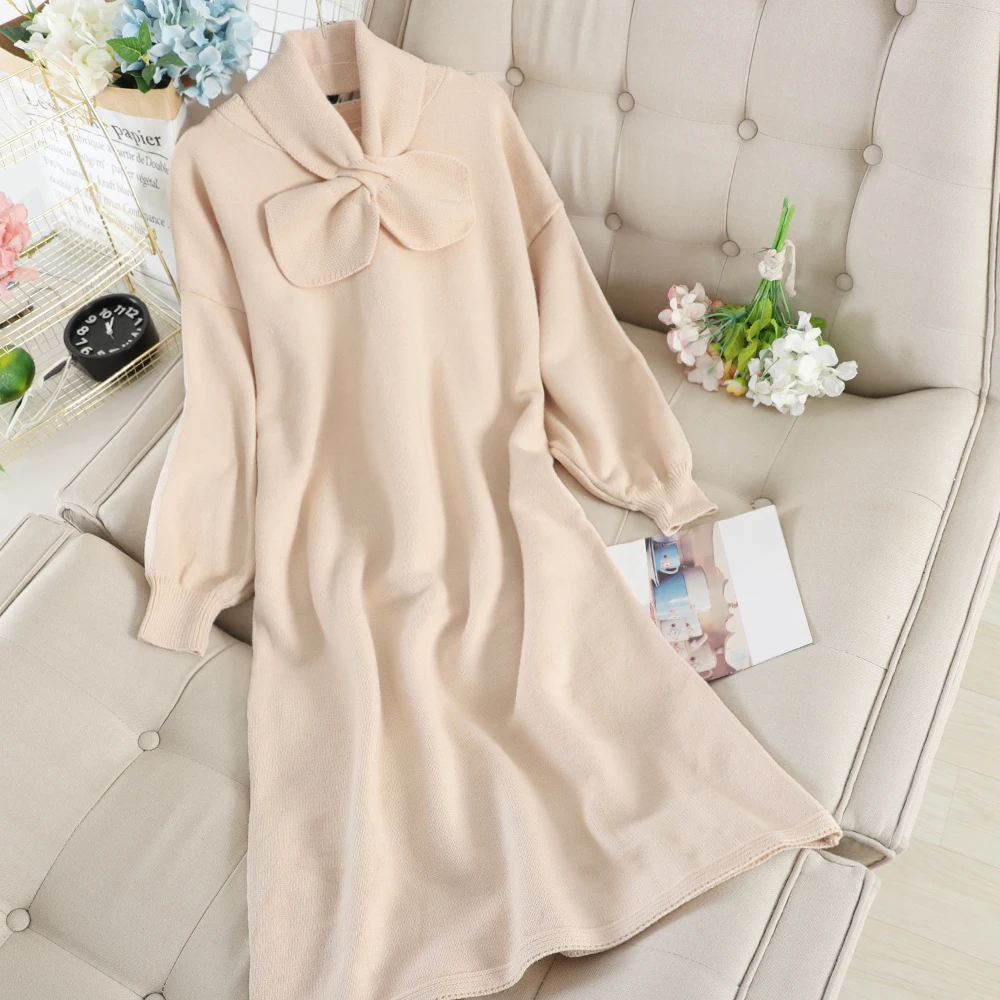 2019 Новая модная женская одежда трикотажное платье осень и зима популярное с