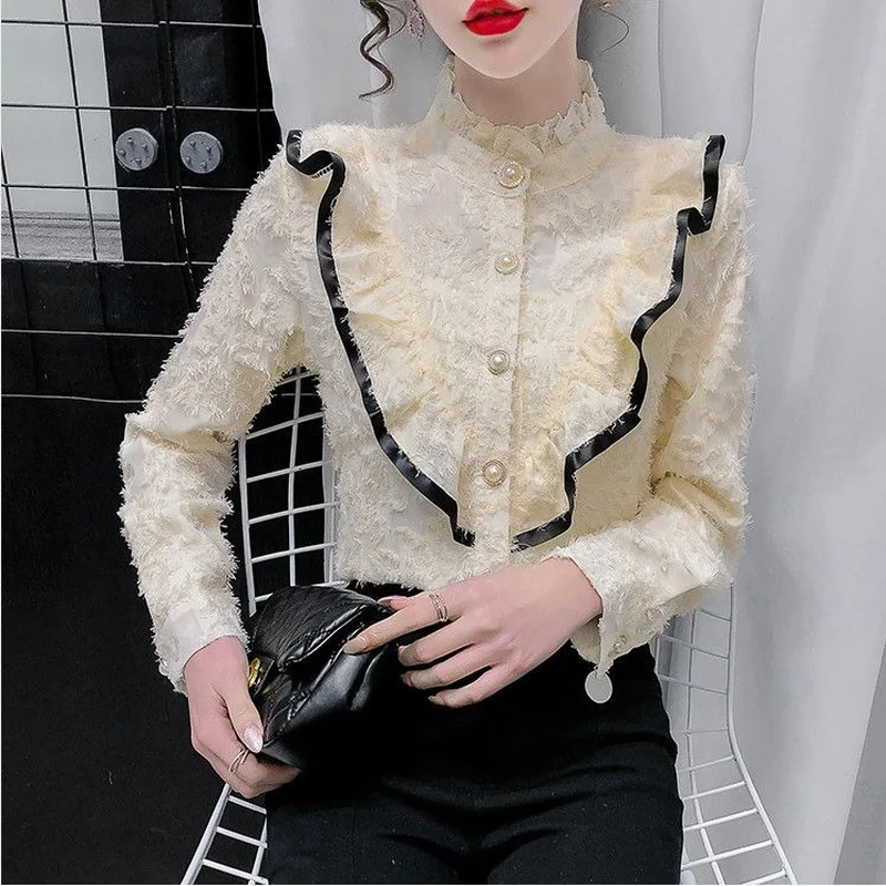

Leisure White Yellow Shirts Button Lapel Cardigan Top Lady Loose Long Sleeve Loose Shirt Womens Blouses Autumn Blusas Mujer