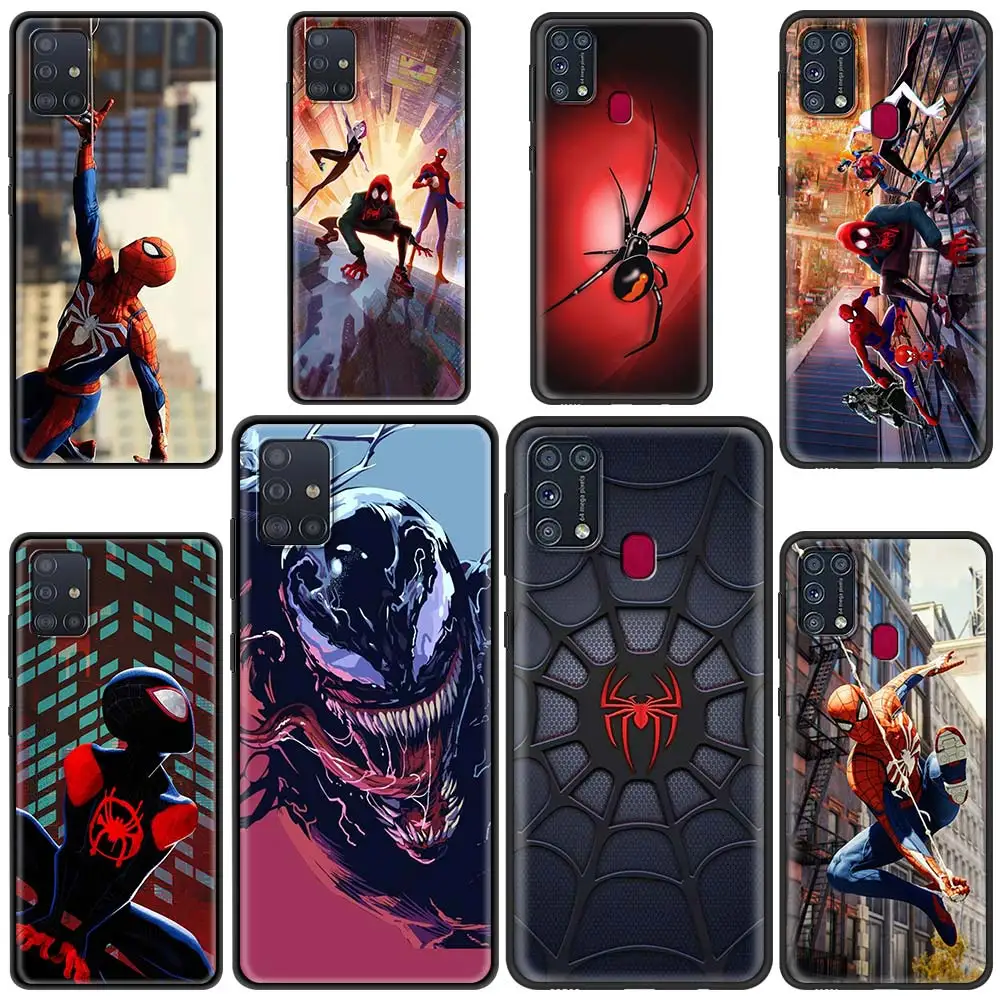 

Black TPU Phone Case For Samsung Galaxy M31 M30s M51 M31s M11 M32 M01 M12 Fitted Silicone Fundas Marvel Spider-Man Comics