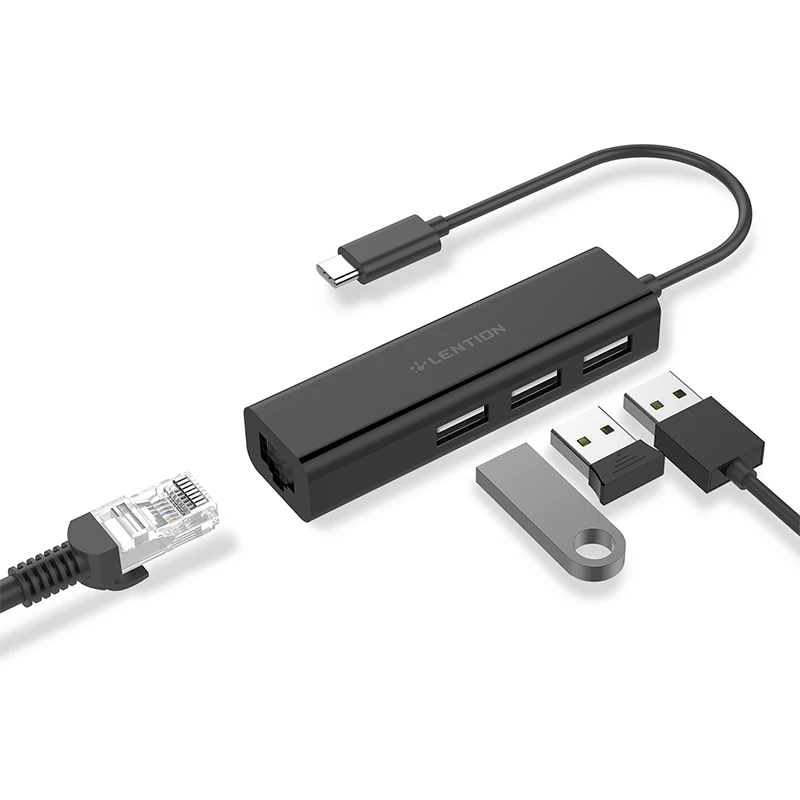 Концентратор с 3 портами USB адаптер RJ45 Ethernet LAN для MacBook Pro 13/15/16 (Thunderbolt 3) Mac Air 12