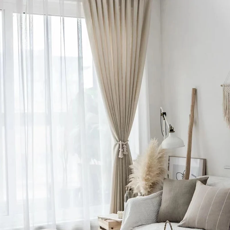 Бесплатная доставка льняные занавески-натуральные белые фиолетовые синие