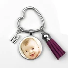 Брелок с фотографией Personalizeds, в форме сердца, на заказ, для фотографии ребенка, мамы, папы, дедушки, родителей, близкого человека, подарок для члена семьи