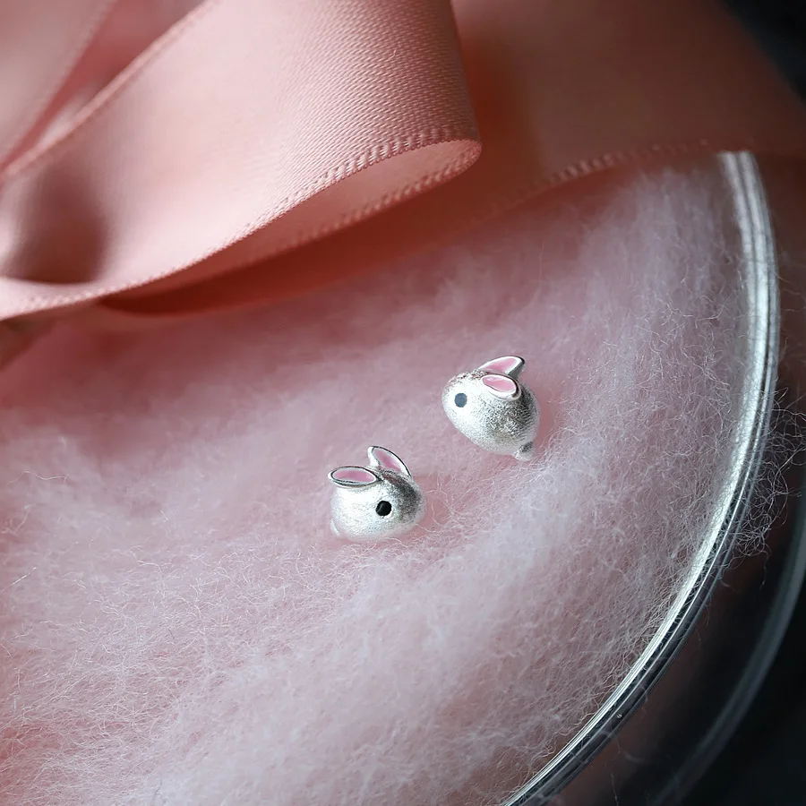 S925 Sterling Silver Simple Bunny Earrings for Women Girl Sweet Cute Rabbit Stud Earrings Student Party Jewelry Gift