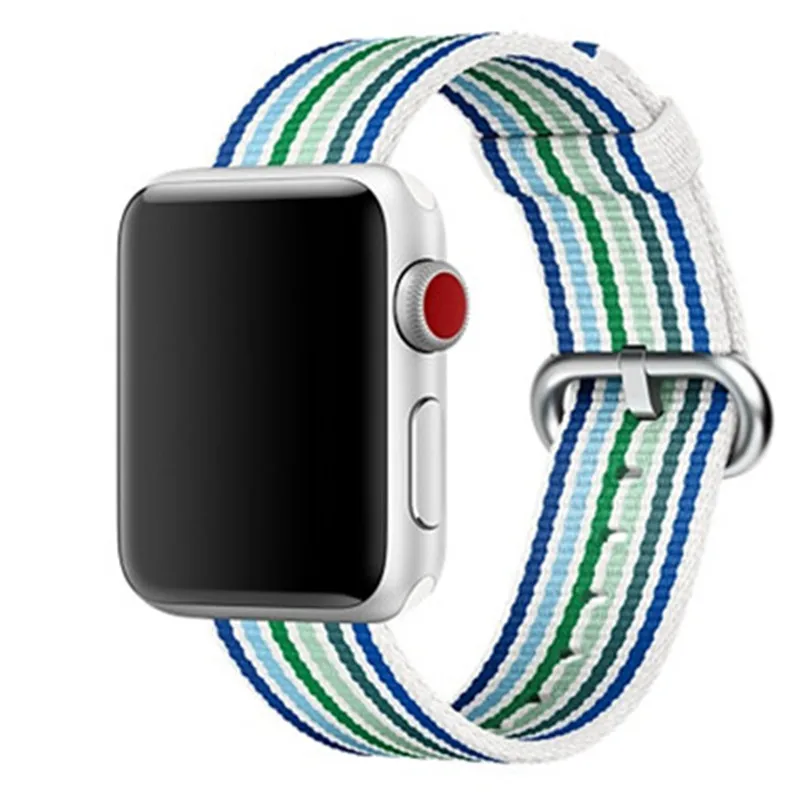 strip blue Ремешок Nato для apple watch, ремешок для apple watch 5, 4, 3, ремешок 44 мм, 40 мм, iwatch, ремешок 42 мм, 38 мм, плетеный нейлоновый браслет pulseira correa - Цвет ремешка: strip blue