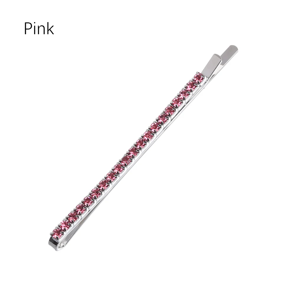 pink 2 шт. в Корейском стиле блестящая заколка со стразами Женская модная кристальная Геометрическая заколка для волос для девочек заколка для волос аксессуары для волос - Окраска металла: pink