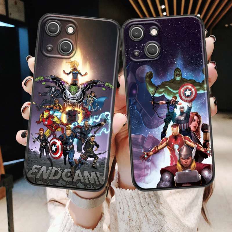 Мстители супергерой Mavel чехол для Apple iPhone 14 13 12 Mini 11 Pro XS MAX XR X 8 7 мягкий черный