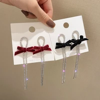 korean temperament rhinestone earrings long tassel geometric zircon with diamond tassel earring for wedding jewelry gifts