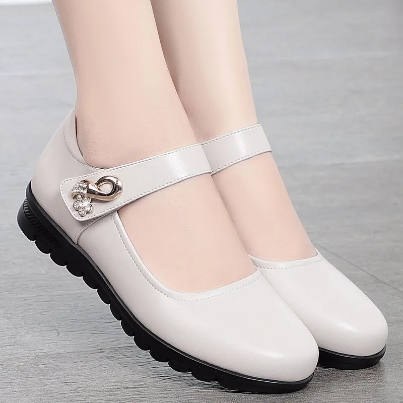 

Women's sh Comfort Soft Bottom Ballet Flats Women 2021 New Pu Leather Non-slip Moccasins Shoes Woman Ankle Strap Mary Jane Shoes