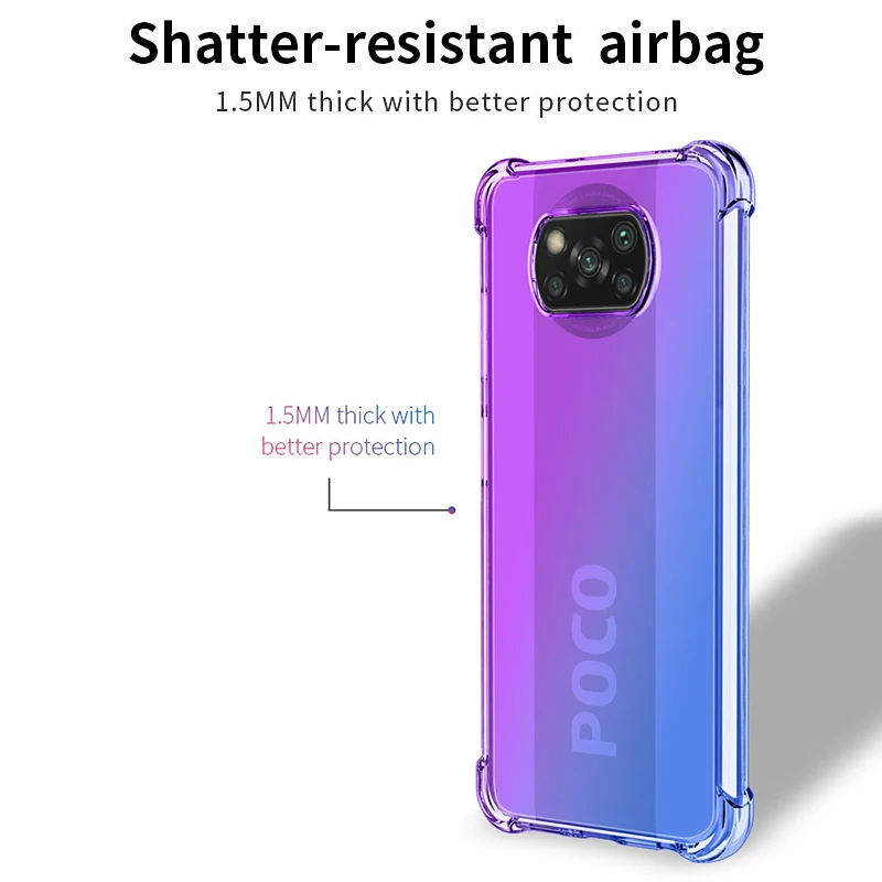 for xiaomi poco x3 nfc m3 x2 f2 pro m2 m2 pro case rainbow gradient airbag shockproof phone case soft tpu translucent cover free global shipping