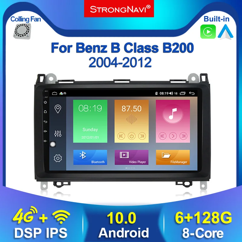 

Автомобильный радиоплеер 6 + 128G 4G Lte Android 10,0 GPS 2 Din для Mercedes Benz B200 A B Class W169 W245 Viano Vito W639 Sprinter W906