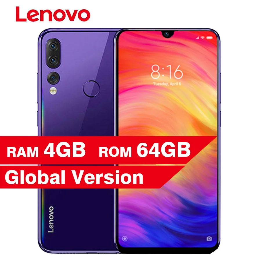 Смартфон Lenovo Z5s L78071 6 3 дюйма Android P распознавание лица Notch Screen 4 ГБ 64 Snapdragon 710