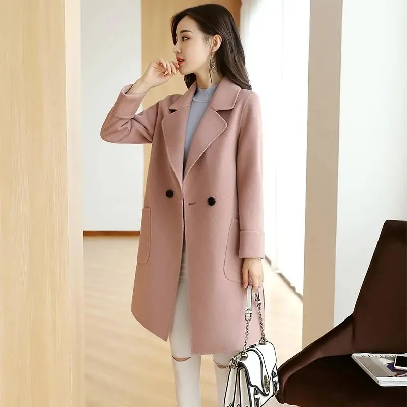 

Женское свободное шерстяное пальто, Офисная однотонная куртка на одной пуговице в Корейском стиле, официальная верхняя одежда, весна