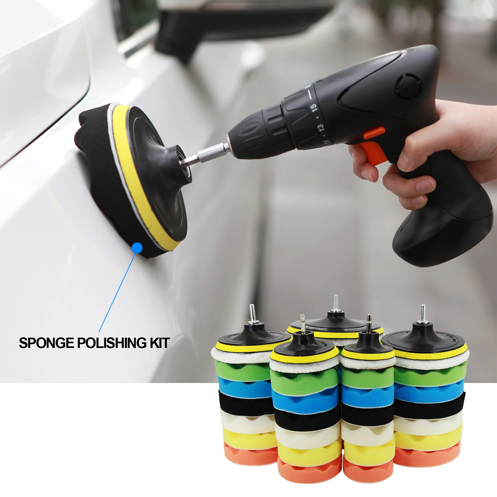 Car Polishing Disc Self-Adhesive Buffing Waxing Sponge Wool Wheel Pad Cleaning Maintenance Tools Kit For Polisher Drill Adapter |