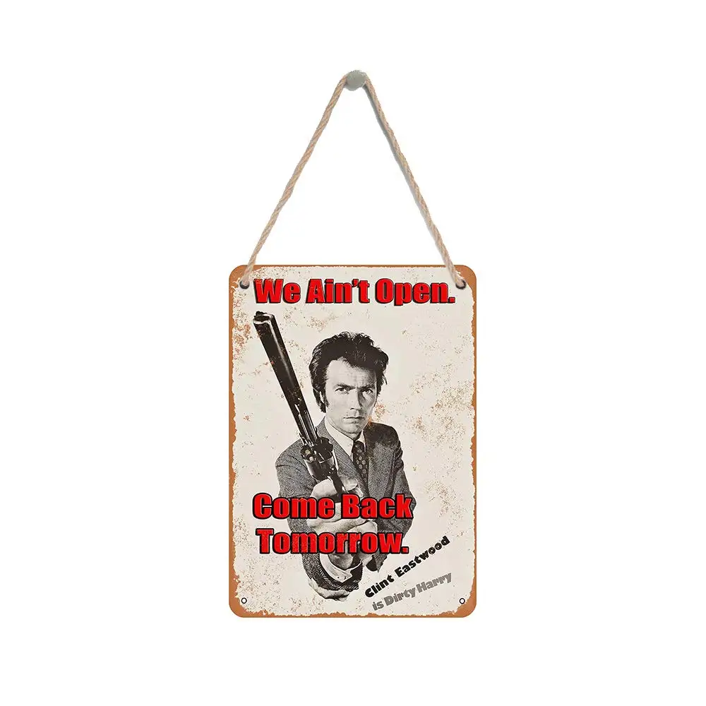 

Isaric Wood Hanging Sign 8 X 12 Inches 1971 Dirty Harry Door Sign We Ain't Open Funny Wooden Sign