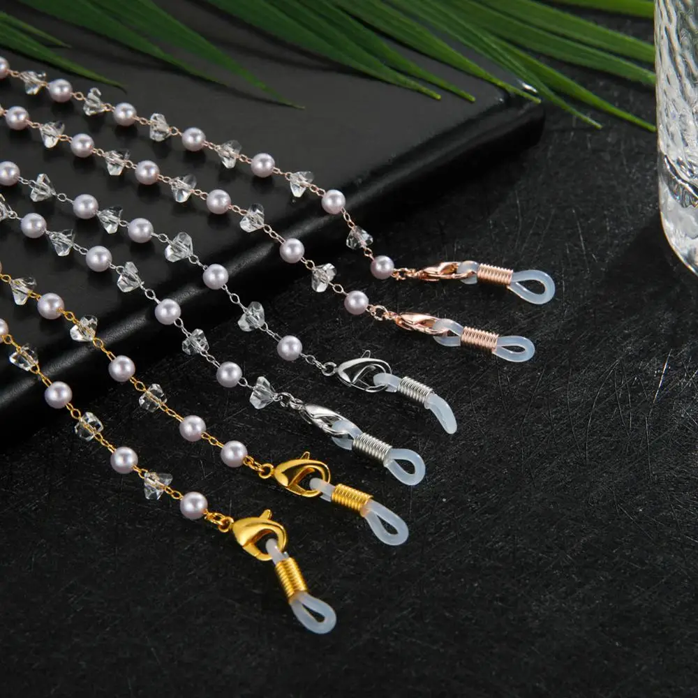 Teamer Жемчужные ремешки с кристаллами и бусинами цепочка для очков женщин