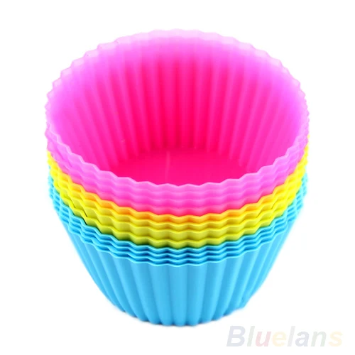 

12 pcs Soft Silicone Round Cake Muffin Mould Chocolate Cupcake Liner Baking Cup Mold