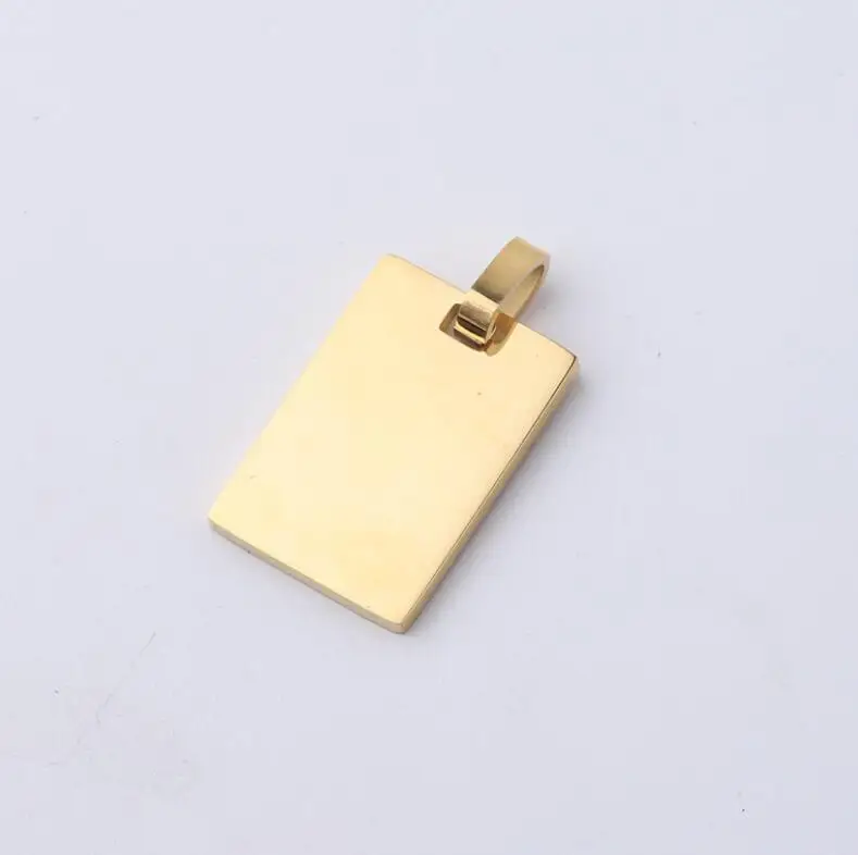 Модные 10 штук Прямоугольные пустые подвески с застежками, зеркальная полировка из нержавеющей стали для изготовления ожерелий, браслетов, брелоков.