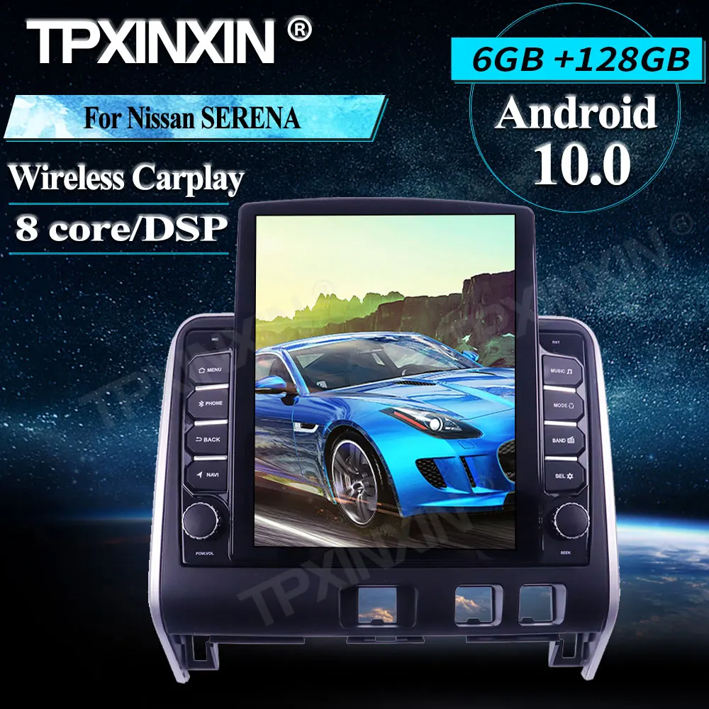 구매 테슬라 스타일 스크린 닛산 세레니용 카 스테레오 안드로이드 6 + 128GB 무선 카플레이 GPS 내비게이션 수신기, 자동차 라디오 플레이어