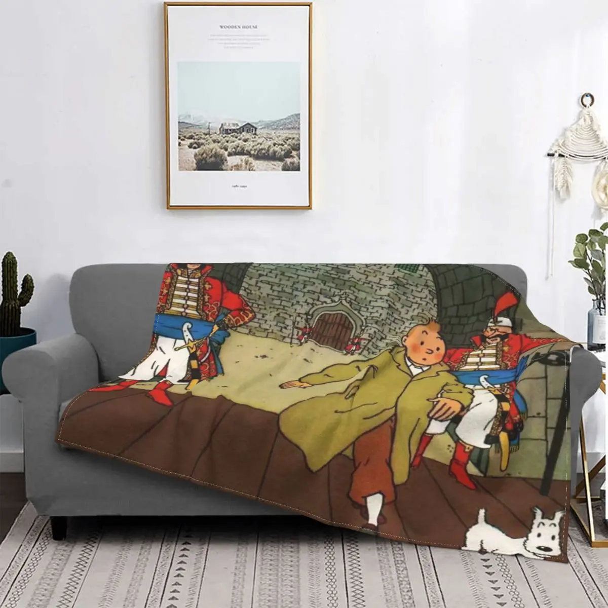 

The Adventures of Tintin Fantasy Comics Blanket Flannel Keepers Cozy Soft FLeece Bedspread