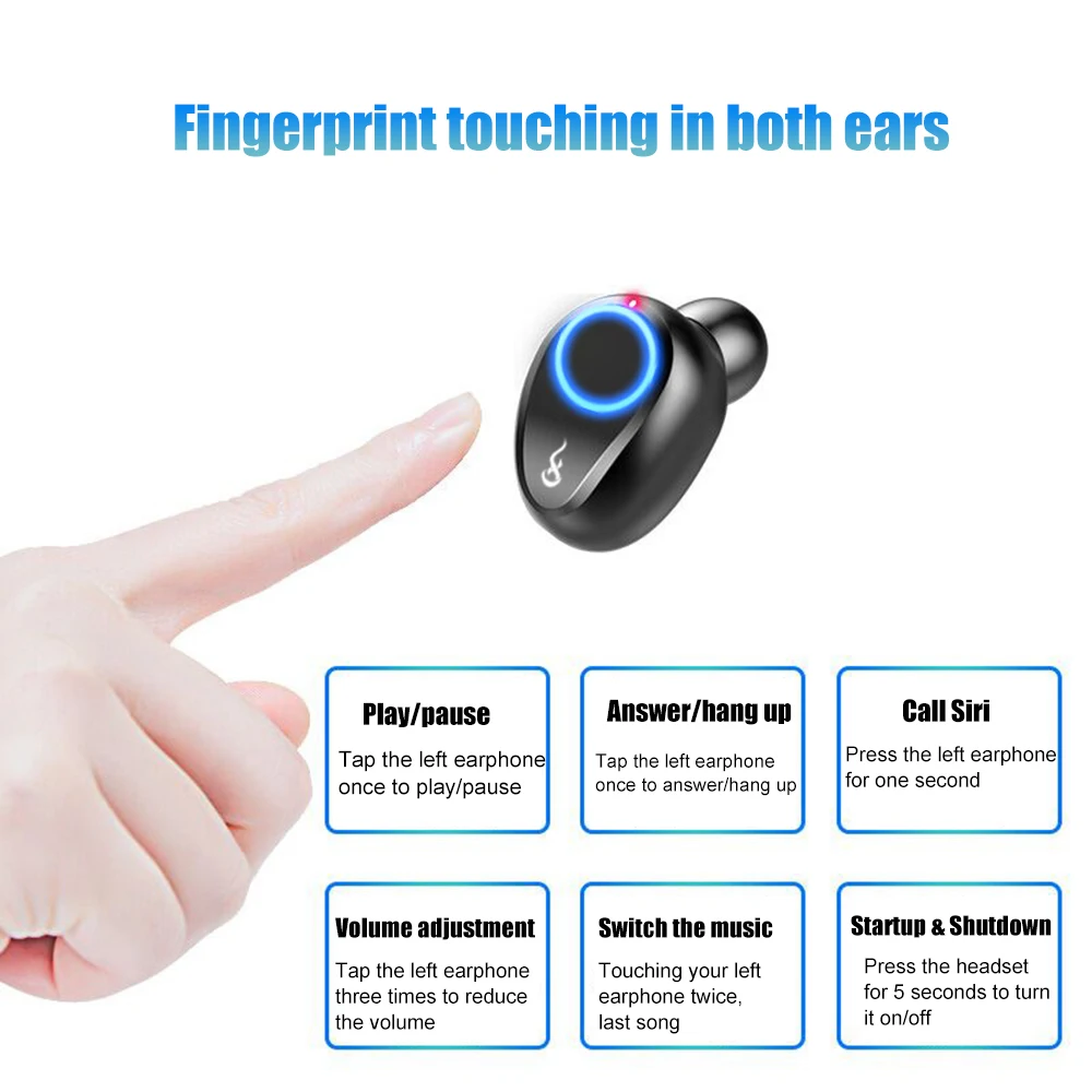 Беспроводные наушники TWS Bluetooth V5.0 стерео звуковые наушники-вкладыши