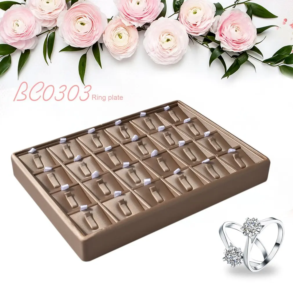

PU Leather 24 Slots Jewelry Display Tray Necklace Holder Pendant Storage Box Earring Case Organizer Showcase packaging &15