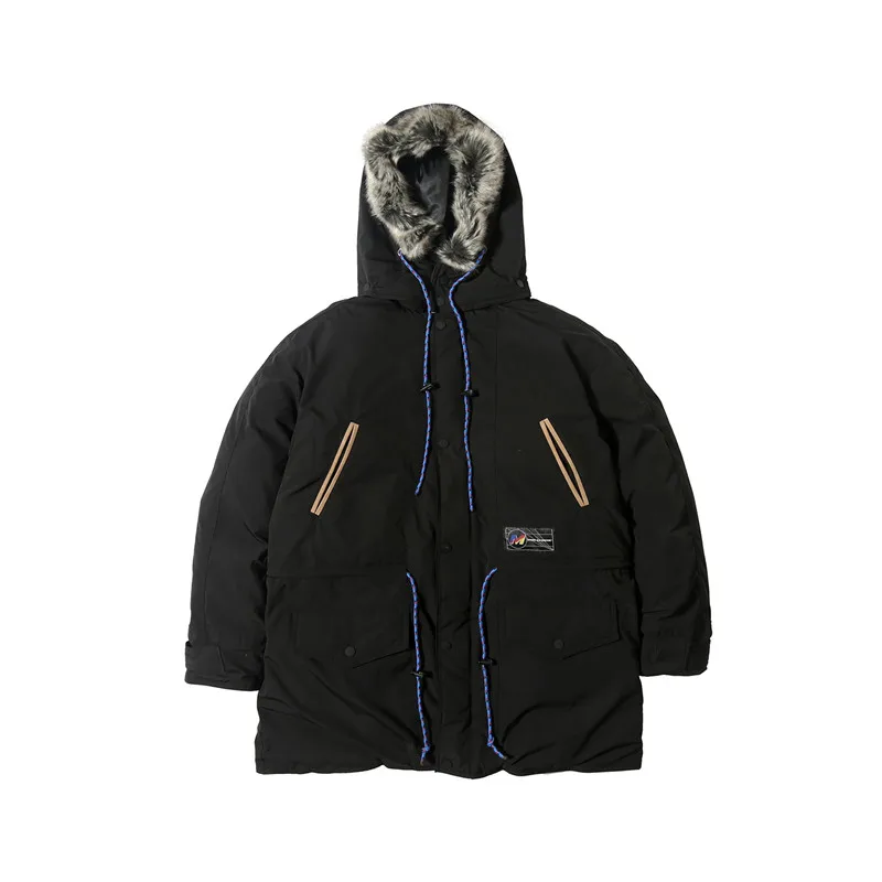 Мужская Зимняя Толстая теплая свободная парка с большим меховым воротником и