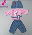 Кукольная одежда для кукол, Одежда для кукол, жилет и рубашка, джинсовые брюки подходят для кукол 18 дюймов, комплект верхней одежды, детские подарки