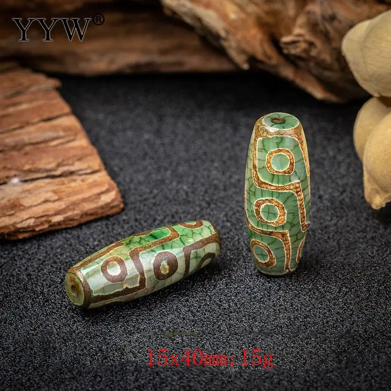2 шт. 40 мм старинный зеленый камень из натурального тибетского дзи Бусы камня