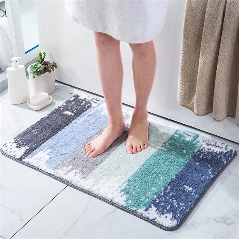 

Flocking Bath Mat Cute Anti Slip Absorbent Bathroom Carpet Strong Water Absorption Floor Area Rugs For Shower Room 40x60cm