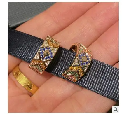 Женские разноцветные геометрические маленькие серьги в полоску клипсы для ушей