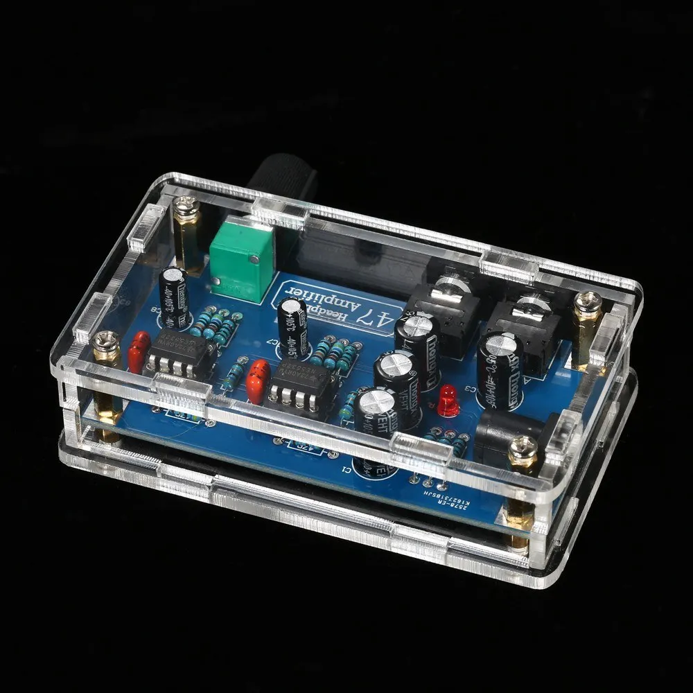 47 HIFI NE5532 усилитель для наушников DIY PCB AMP Kit с прозрачным чехлом один источник