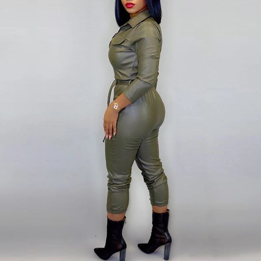 

3XL Jumpsuiot 2020 Pu Rpmpers Bodycon