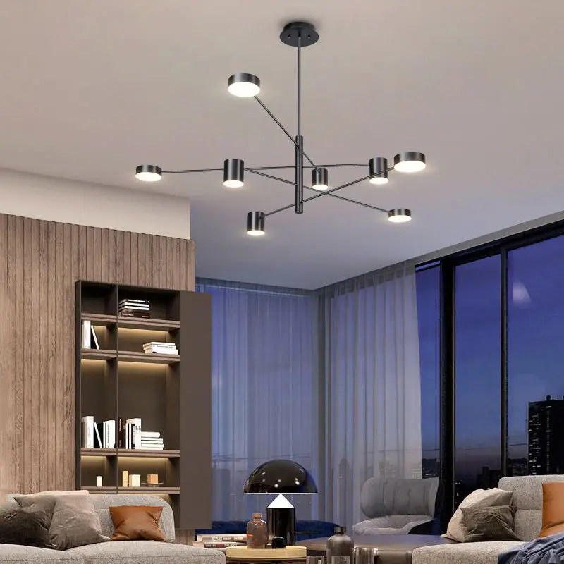 Kobuc Modern Fashion Rotatable Long Led Ceiling Suspended Chandelier Light Lamp Black Gold for Hall Kitchen Living Room Bedroom | Лампы и