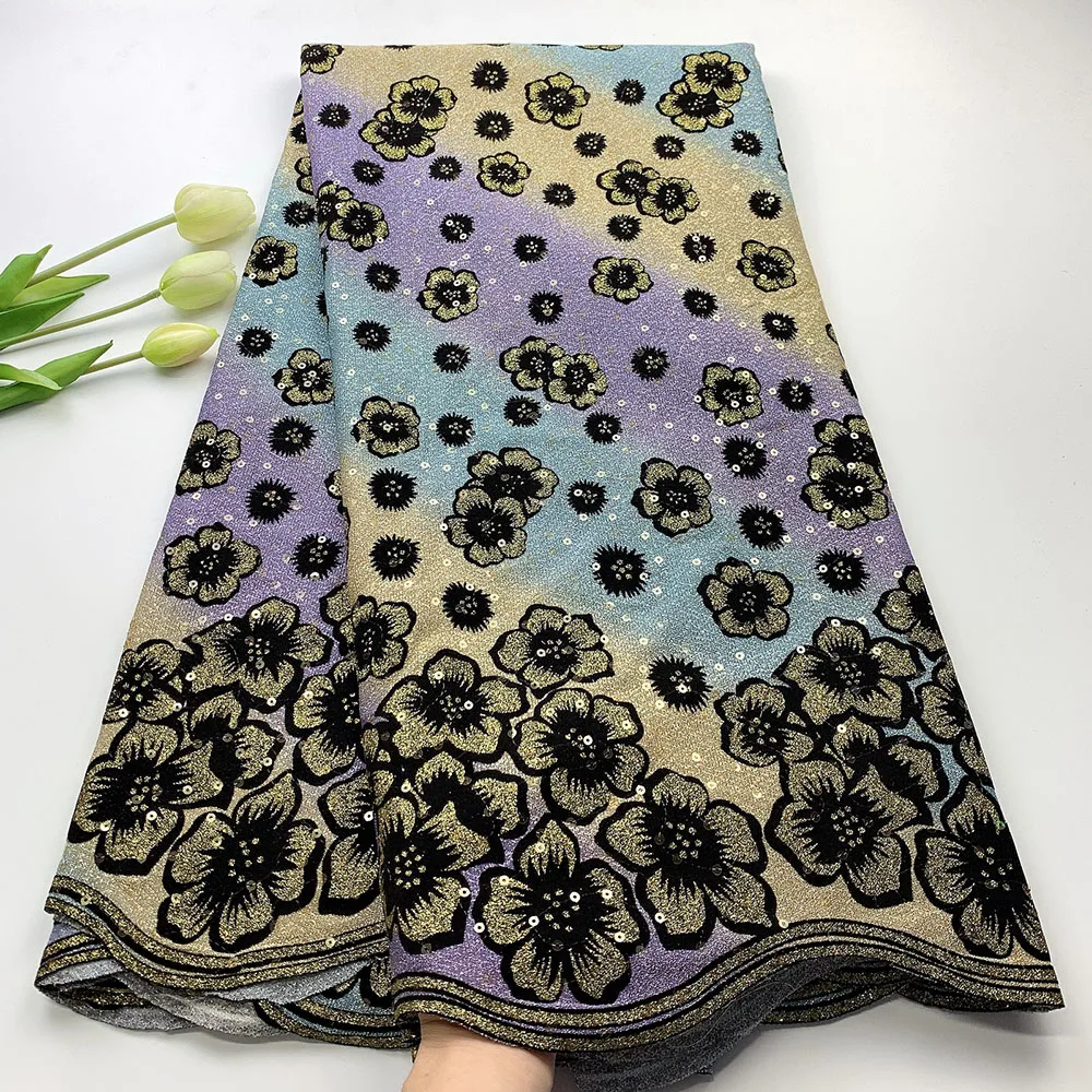 5 ярдов Тюль с бархатными лентами ткань блестками модные высокое качество