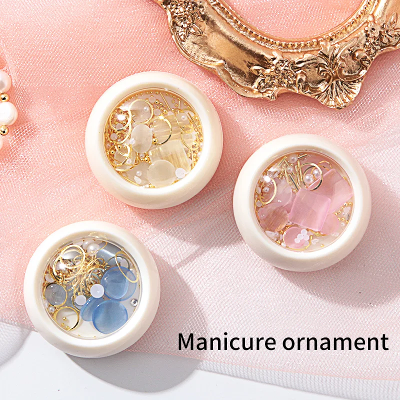 

1 Box Mixed Color Nail Art Rhinestone Shiny Crystal Diamond Nail Glitter BeadsNail Art Decorations Nail Accessories In Wheel