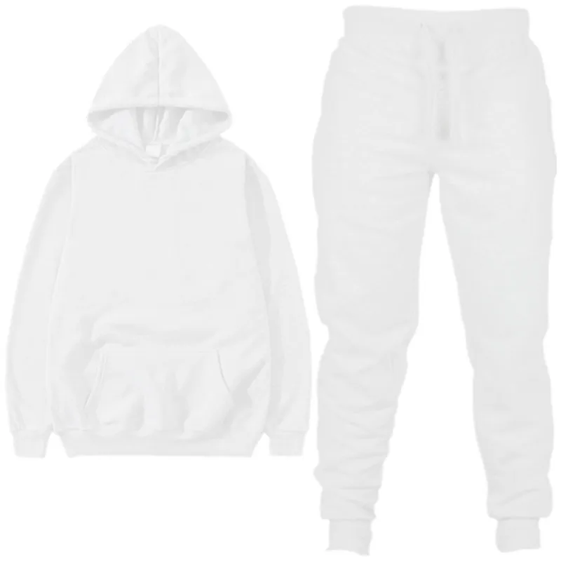 1white Спортивный костюм мужские наборы спортивные костюмы мужские толстовки+ брюки костюмы для бега высококачественный хлопковый спортивный костюм для женщин - Цвет: 1white