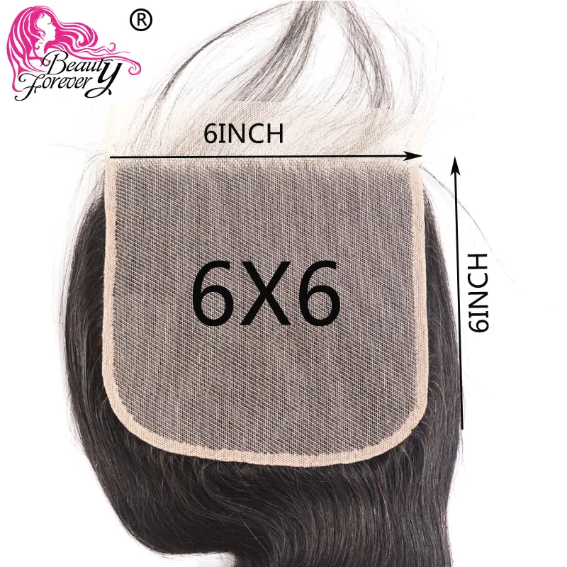 Beauty forever Hair 6*6 волнистые бразильские волосы с закрытием шнурка свободная часть Remy человеческие волосы на шнуровке